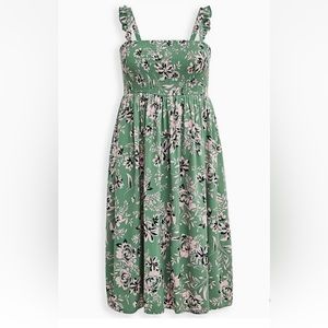 NWT TORRID Midi Challis Smocked Tiered Dress Floral Green & Pink Size 3x